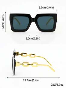 1 件女士大框金链装饰时尚眼镜，时尚夏季配饰，适合夏季海滩度假、户外、旅行等各种场合 - 彩色 - 查看 9