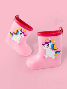 女童/儿童柔软日式时尚防滑防水鞋户外轻便雨靴，可爱男童雨靴 - 粉色 - 查看 2