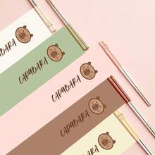 1pc 24CM Cute Capybara Pattern Chinese Chopsticks, Portable 316 Stainless Steel Anti Slip Chopsticks With Cutlery Box, Resistant And Reusable Sushi Stick, Durable And Mildew Resistant Food Sticks, Dishwasher Friendly, Suitable For Student And Adult Use In Home, School, Office, Outdoor Camping, Picnic, Travel,School Supplies - Multicolor - View 6