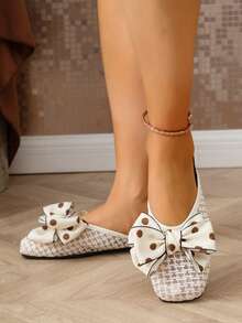 qishangda 【齐尚达】新款百搭蝴蝶结网眼穆勒拖鞋凉鞋方头仙女风夏季户外装