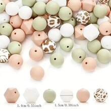 38pcs Silicone Bead Set, Assorted Shapes & Colors, DIY Craft Supply For Keychains, Bracelets, Phone Charms, Necklace Jewelry Making Accessories - Silicone Beads and Hexagonal Series - View 6