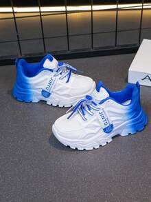 1 par de zapatos deportivos casuales de PU con degradado de color para niñas, aptos para uso diario, escuela, deportes, todas las estaciones - Multicolor - Ver 5