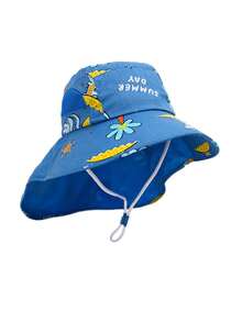 1pc Cartoon Unicorn/Mermaid/Dinosaur Pattern Kids Large Brim Shawl Bucket Hat, Boys Girls Sun Hat For Spring Summer Autumn Outdoor Travel Beach, UV Ion - Nhiều màu - Xem 11