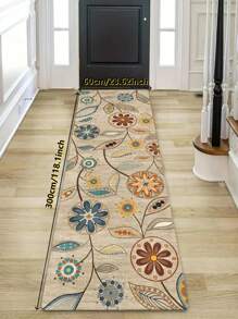 1pc [Best Seller] Bohemian Floral Pattern Living Room Carpet, Polyester Anti-Stain Mat, Machine Washable Durable Rug, Multiple Sizes - Ideal For Home Decor, Room Decoration, Living Room Carpet