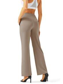 Women's Yoga Pants Wide Leg High Waisted Pants With Pockets Sweatpants Loose Cozy Comfy Sports Athletic Lounge Casual Pants - 卡其色 - 查看 2