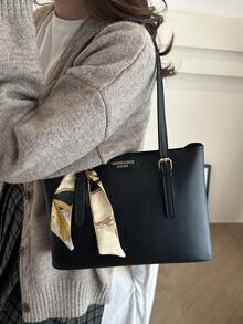 This Fashionable And Minimalist Solid Color Letter Print Shoulder Tote Bag Comes With A Scarf, Suitable For Shopping, Carrying Wallets, And Casual Outings, Especially Suitable For Young Women, College Students, Young Professionals, And White-Collar Workers. It Is Also Very Suitable For Office, University, Work, Business, Commuting, Outdoor Activities, Travel And Hiking Occasions.