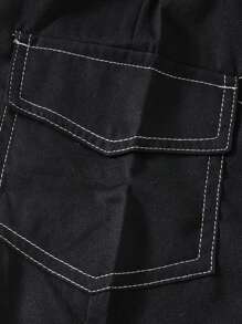 Baby Boys' Casual Sports Cargo Pants, Fashion Color Block Striped Drawstring Waist Trousers, Multi-Pocket Solid Color Anti Mosquito Pants, All Seasons