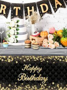 1 pieza Mantel rectangular descartable con decoración de oro fragmentado en negro y dorado para fiestas de cumpleaños 18, 30, 40, 50, 60 y 70 años. Perfecta decoración de mesa para fiestas de cumpleaños de hombres y mujeres, regalo y favor de fiesta.