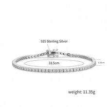 925 纯银极简奢华全密镶方晶锆石网球手链，适合女性的优雅礼物，适合订婚、周年纪念、日常佩戴 - 網球鏈 - 查看 9