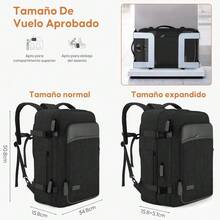 Avion, Mochila de Viaje Grandes  Cubos de Embalaje, Mochila de Viajera Resistente al Agua para Avion, Maleta de Viaje para Hombres y Mujeres - Negro - Ver 2