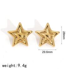 时尚欧美风格不锈钢星形耳钉，光滑五角星耳饰，适合女士 - 星星 - 查看 8