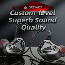 QKZ QKZ AK7 3.5mm Wired Headphones Musician HiFi Earphone Dual Drive Bass Stereo Headset Games Sports Earphones With Microphone