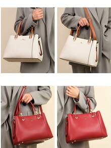 Hand-Held Princess Diana Bag For Women, New Practical High-End Bag, Versatile One-Shoulder Hand-Carry Crossbody Artificial Leather Weekend Travel Bag, Ladies Shopping Handbag Business Commuting Zipper Buckle Daily Matching Bucket-Shaped Composite Cowhide - White - View 3