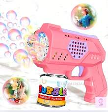 Automatic Bubble Blower Machine, Colorful, Kids Toy, Blue Red, 50ML - Baby Pink - View 2