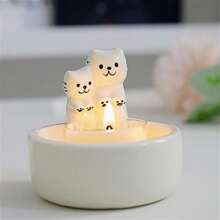 1 pieza Soporte de vela de chimenea de cerámica con diseño de gato de dibujos animados, soporte de vela de cerámica con diseño de fantasma, vela perfumada con fantasma lindo, adorno de estilo nórdico, decoración para el hogar, regalos ambientadores, resistente a altas temperaturas