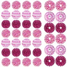 10 件 20 毫米混合泡泡糖珠套装，颜色有红色、白色、深蓝色、黑色、粉色、蓝色和白色，珠子间距较大。粗珠用于 DIY 钥匙扣、钢笔、手链、项链、手工艺品和珠宝制作。婚礼季节、母亲节、送给朋友和母亲的最佳礼物