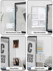 1pc Transparent Acrylic Clip-On Computer Monitor Memo Board, Multipurpose Memo Pad, Photo/Name Card/Document Holder Suitable For Student, Business, Office Desk