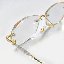 cabecade 2pcs Rimless Reading Glasses Fashion Glitter Computer Presbyopic Glasses For Women +1.0 To +4.0 - Transparent - View 10