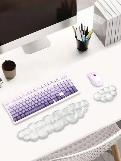 Gel Cloud Mouse Wrist Rest, Cool And Comfortable, Supports Wrist And Arm, Relieves Pain From Mouse Use And Typing, Suitable For Office/Computer/Laptop/Gaming Mouse Pad (Transparent White)