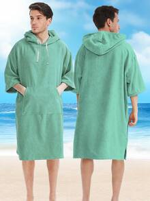 1 Piece Surf Poncho Changing Robe With Hood,Wearable Beach Towel, Quick Dry Microfiber Wetsuit Changing Towel With Pocket For Surfing Men Women