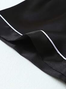 3pcs Set Satin Pale Pink Single-Breasted Lapel Collar Short Sleeve Top And Long/Shorts, Ladies Pajamas Home Wear Set For Spring/Summer