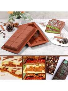 1 pieza Nuevo molde de silicona en forma de ladrillo de chocolate de Dubai grueso, herramienta de chocolate con 10 cuadrículas de forma cuadrada que se puede romper a mano, resistente al calor