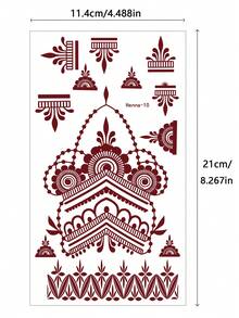 4pcs Sensual Hand Flower Design Tattoos In Brown, Red, Chestnut Colors For Finger, Nail, Body Art, Suitable For Wedding, Party