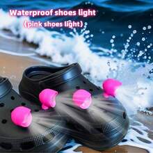 2/4/8Pcs Outdoor Camping Hole Shoe Headlight Adult Shoe Decoration Waterproof Shoe Light Three Lighting Effects - Rose Red - View 2