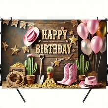 1 tấm phông nền chụp ảnh theo phong cách mộc mạc theo chủ đề cao bồi miền Tây, 100% Polyester, dùng cho sinh nhật, gia đình, vườn, sân, kỷ niệm, studio chụp ảnh, không cần nguồn điện, đồ treo tường, lễ kỷ niệm chung - 1 cái - Xem 4