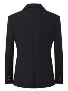 Men's Business Formal Single Button Lapel Neck Simple High-End Suit Jacket - Black - View 2