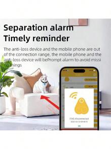 1pc Oval-Shaped Anti-Lost Finder, Key Locator With Bi-Directional Alarm, Smart Anti-Loss Device For Phone, Wallet, Compatible With IOS/Android, Button Battery Powered (CR2032, Replaceable), Suitable For Phone, Wallet, Luggage, Keys, Pets