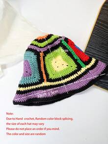 1pc Women Colorful Crochet Y2K Fisherman Bucket Hat, Suitable For Daily Wear (Random Color) - Multicolor - View 2