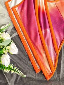 EZNV 1pc Women's New Style Tight Fit Bustier Top, Retro Palace Front Button Tight Fit Corset Top - Orange - View 12