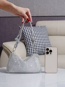 Rhinestone Decorated Handbag, Elegant Clutch Bag For Attending Balls, Parties And Events, Versatile For Holding Phone, Lipstick And Other Essentials