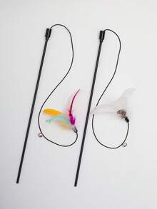 4 Colors Feather Cat Teaser Wand, Kitten Toys For Play Time