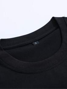 男士宽松休闲字母印花短袖T恤，轻薄透气，夏季 - 黑色 - 查看 3