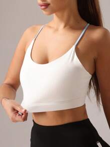 1 pièce Soutien-gorge de sport sans armature à dos nageur pour femmes, soutien-gorge de fitness rembourré et antichoc