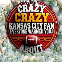 1pc 8-Inch Kansas City Fans Metal Wall Decor Sign, Round 2D Waterproof, Rustproof Home & Bar Display, Random Hole Style - Multicolor - View 5