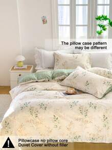 3pcs/Set Floral Leaf Pattern Duvet Cover Set(1 Duvet Cover & 2 Pillowcase)Soft And Skin-Friendly Duvet Cover Bedding Set For Home, All Season Bed Sheets Set