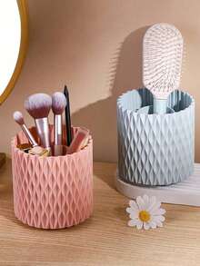 Makeup Brush Organiser,360° Rotating Makeup Organiser,Eyebrow Pencil,Lipstick,Eyeshadow Brush Organiser,Desktop Multi-Functional Pencil Brush Bucket,Desktop Minimalist Pencil Bucket With Compartment,Light Luxury Cosmetic Organiser,Creative Large Capacity Storage Bucket - Multicolor - View 10