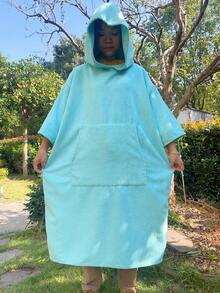 1 Piece Surf Poncho Changing Robe With Hood,Wearable Beach Towel, Quick Dry Microfiber Wetsuit Changing Towel With Pocket For Surfing Men Women