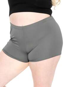 STRETCH IS COMFORT Women's And Plus Size Nylon Booty Shorts | Small - 3X - Gray - View 1