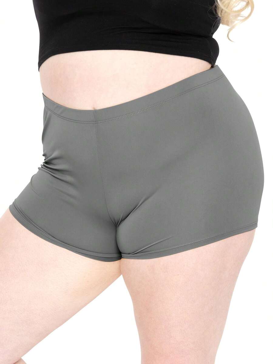 STRETCH IS COMFORT Women's And Plus Size Nylon Booty Shorts | Small - 3X - Gray - View 1