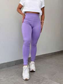 Calça Leg Feminina Lisa Cos Alto Moda Academia