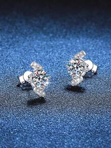 2 peças de brincos de pino de moissanita de 2 quilates de prata 925 de luxo, adequados para uso diário feminino, festa, feriado, dia dos namorados, dia das mães, aniversário de casamento, presente de joia de aniversário