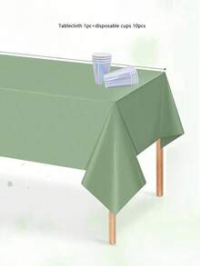 1/3/6pcs Sage Green Plastic Tablecloths For Rectangle Tables, Light Green Disposable Tablecloth, Waterproof Sage Green Table Cover For Birthday Bridal Wedding Party Decorations, 54 X 108Inch - Green - View 8