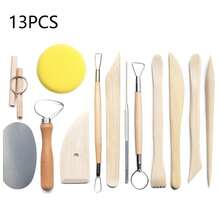 13pcs Pottery Tools Set, Ceramics Sculpting Carving Knives, Ribs, Sponge, Piercing Needles, Soft Clay Modeling Tools - Clay Tools - View 8