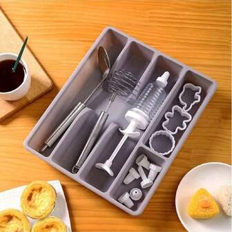 Vassoio portaposate con 5 scomparti, organizer per cassetti di utensili da cucina, porta posate sicuro e ordinato, scomparti separati per cucchiai, forchette, coltelli e posate