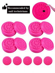50pcs Eyelash Extension Glue Holder, Eyelash Extension Tools Rack Tray Pads, Pink Plastic Flower Shape Eyelash Extension Glue Pad With Self-Adhesive Back For Eyelash Extension, Nail Art Or Tattoo Ink Applying - Multicolor - View 17