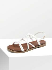 Women's Sandals Cross Strappy Gladiator Dress Flat Sandals Daily Casual Comfortable Summer Shoes - White - View 5